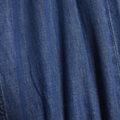 Blue Pull On Elasticated Cuffed Denim Joggers