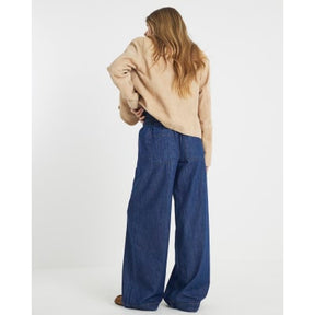 Blue Pull On Wide Leg Jeans