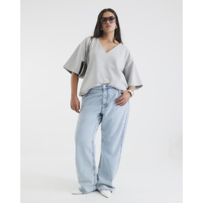 Blue Relaxed Straight Leg Jeans