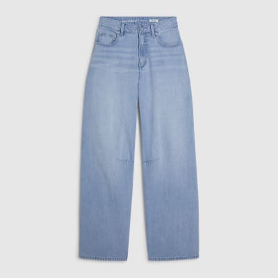 Blue Relaxed Straight Leg Jeans