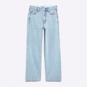 Blue Relaxed Straight Leg Jeans
