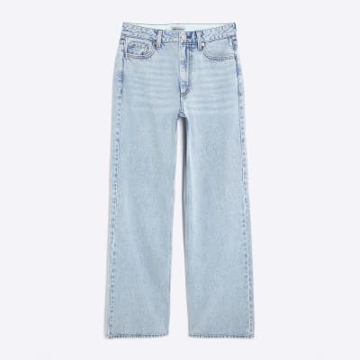 Blue Relaxed Straight Leg Jeans