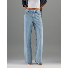 Blue Relaxed Straight Leg Jeans