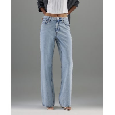 Blue Relaxed Straight Leg Jeans
