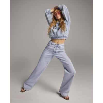 Blue Relaxed Straight Leg Jeans