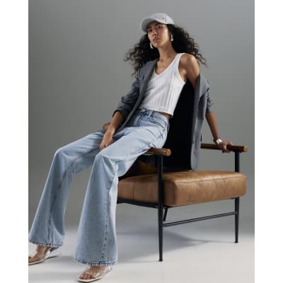 Blue Relaxed Straight Leg Jeans