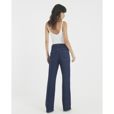 Blue Relaxed Straight Leg Jeans