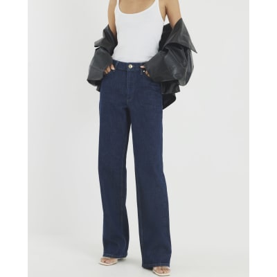 Blue Relaxed Straight Leg Jeans