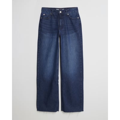 Blue Relaxed Straight Leg Jeans