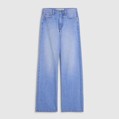 Blue Relaxed Straight Leg Jeans
