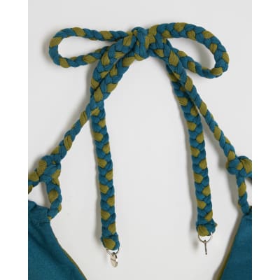 Blue Reversible Plaited Bikini Top