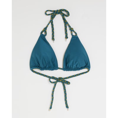 Blue Reversible Plaited Bikini Top