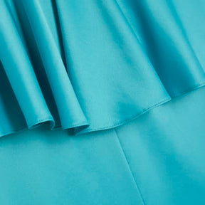 Blue Satin Sleeveless Frill Jumpsuit