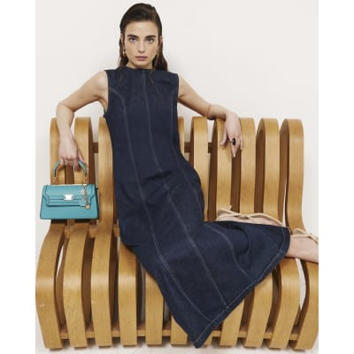 Blue Sculpt Bodycon Denim Midi Dress