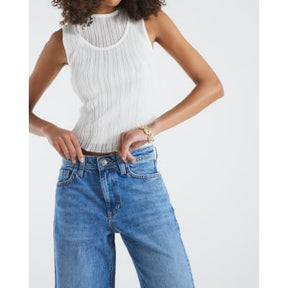 Blue Seamed Barrel Leg Jeans