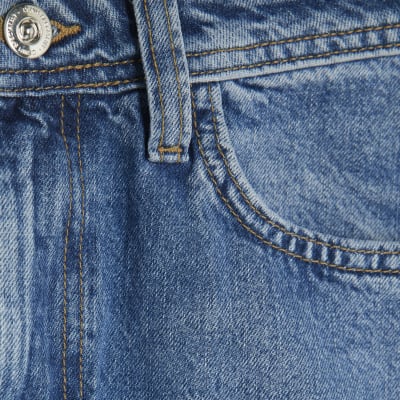 Blue Seamed Barrel Leg Jeans