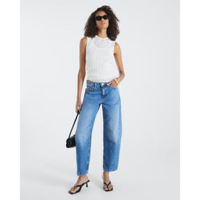 Blue Seamed Barrel Leg Jeans