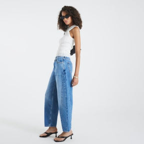 Blue Seamed Barrel Leg Jeans