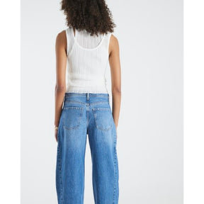 Blue Seamed Barrel Leg Jeans
