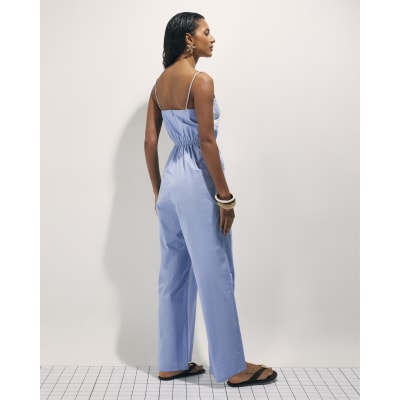 Blue Shell Embroidered Jumpsuit