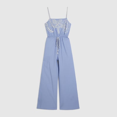 Blue Shell Embroidered Jumpsuit