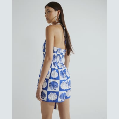 Blue Shell Print Playsuit
