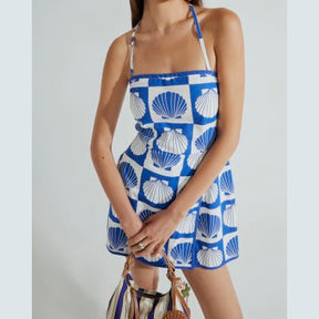 Blue Shell Print Playsuit