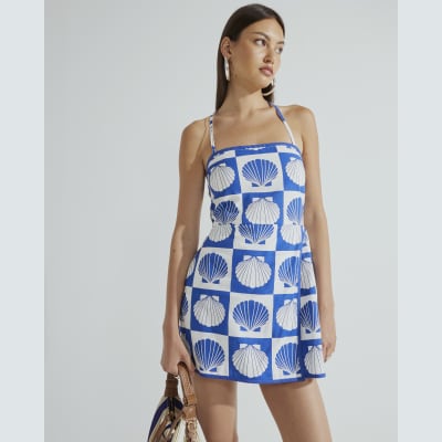 Blue Shell Print Playsuit