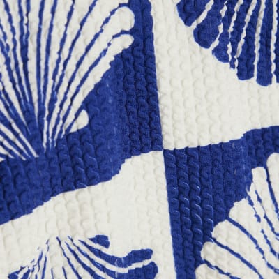 Blue Shell Print Textured Bikini Bottoms