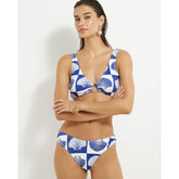 Blue Shell Print Textured Bikini Bottoms