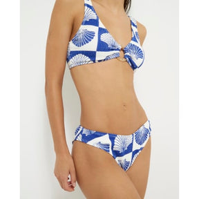 Blue Shell Print Textured Bikini Bottoms
