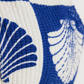 Blue Shell Print Textured Bikini Top