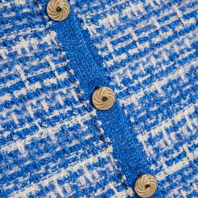 Blue Short Sleeve Boucle Cardigan