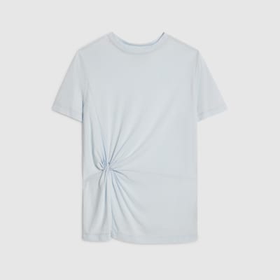 Blue Short Sleeve Burnout Twist Front T-shirt