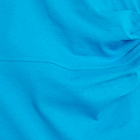 Blue Short Sleeve Drape Side Midi Dress