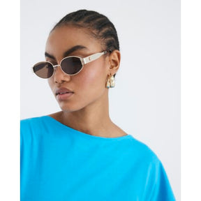 Blue Short Sleeve Drape Side Midi Dress