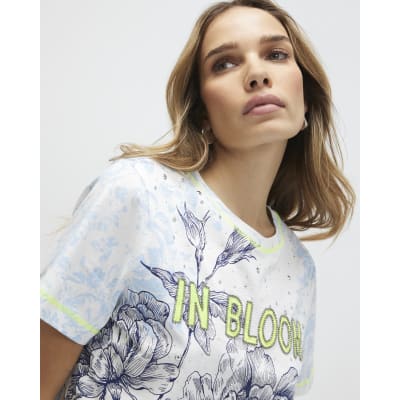 Blue Short Sleeve In Bloom T-shirt