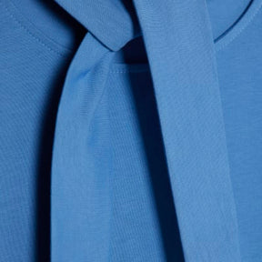 Blue Short Sleeve Scarf Neck T-shirt