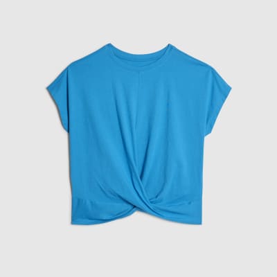 Blue Short Sleeve Twist Front T-shirt