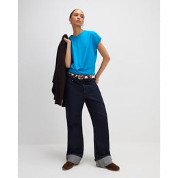 Blue Short Sleeve Twist Front T-shirt