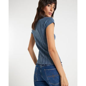 Blue Short Sleeve Wide Rib T-shirt