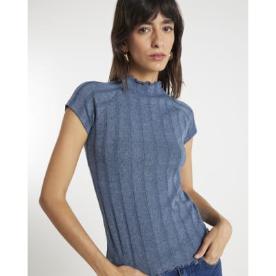 Blue Short Sleeve Wide Rib T-shirt