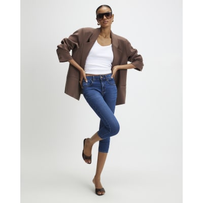 Blue Skinny Fit Capri Jeans