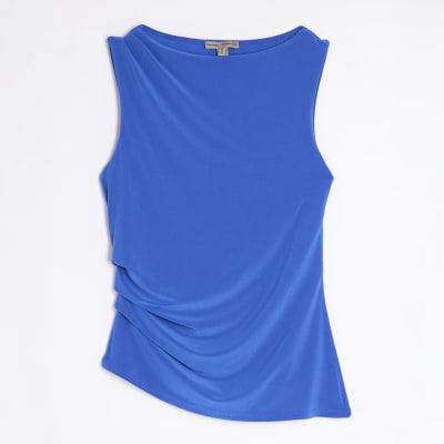 Blue Sleeveless Asymmetric Top