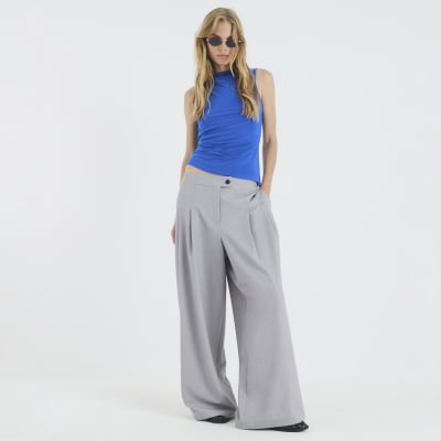 Blue Sleeveless Asymmetric Top
