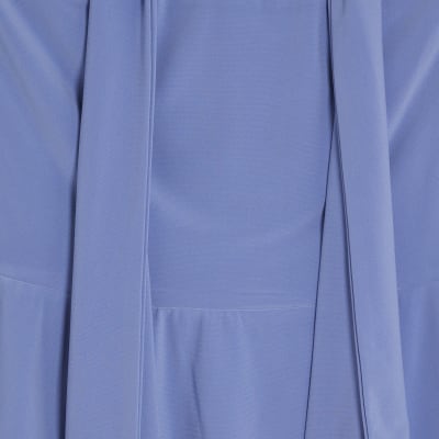 Blue Sleeveless Scarf Neck Bandeau Top
