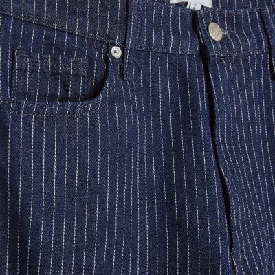 Blue Stripe Relaxed Straight Jeans
