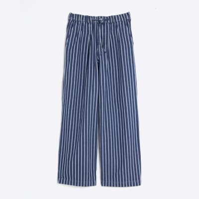 Blue Stripe Wide Leg Pyjama Jeans