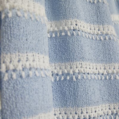 Blue Striped crochet Wide Leg Trousers