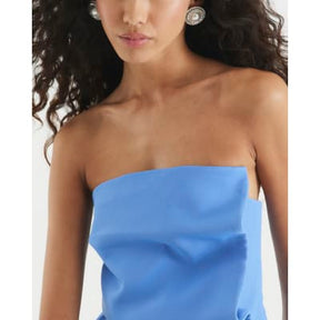 Blue Tailored Bandeau Top